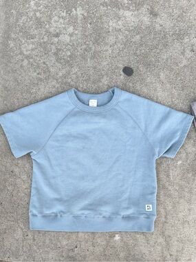 Rylee + Cru - Short Sleeve Sweatshirt - Heathered Blue
